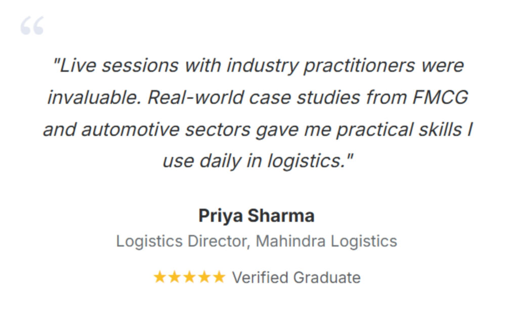 Priya Sharma — Logistics Director, Mahindra Logistics
